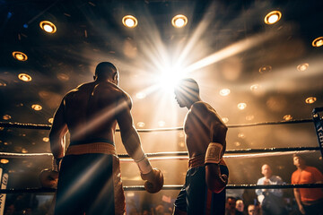 boxers fight as light shining around them with Generative AI