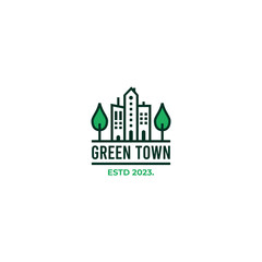 Wall Mural - simple green town logo design minimalist concept
