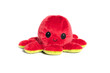Plush Red Octopus Toy Isolated on White. 