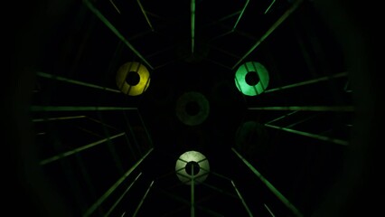 Wall Mural - abstract technological background from a green glowing beam spreading in the digital space. data tra