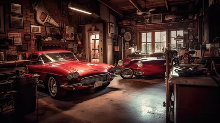Naklejka na meble Vintage Haven: A Cozy Home Garage Filled with Nostalgia and Craftsmanship 4. Generative AI