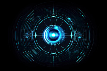 Digital eye, data network and cyber security technology, vector background