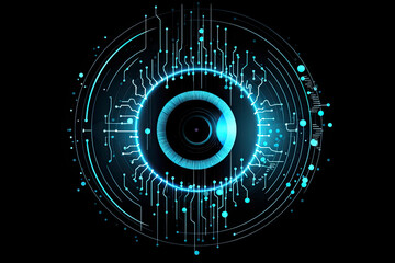 Digital eye, data network and cyber security technology, vector background