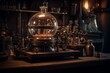 Alchemy apparatus used for producing liquor in distillery. Generative AI