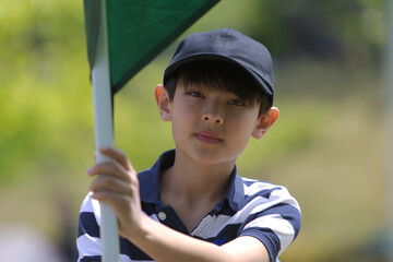 A young boy in outdoors