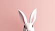 © RocknRoller Studios - White Rabbit against Pink Background. Easter concept with copy-space. Generative AI.