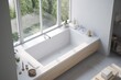 room interior home window white design apartment tub house towel indoor. Generative AI.