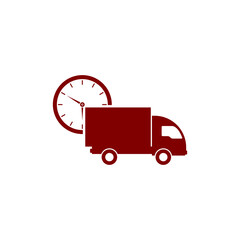 Canvas Print - Logistics delivery truck and time icon isolated on transparent background