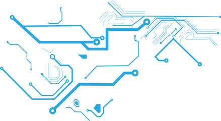 Wall Mural - Abstract blue computer technology background with circuit board and  circle tech.illustration for elements