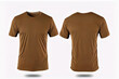 © degungpranasiwi - Photo realistic male brown t-shirts with copy space, front and back view. Created with Generative AI Technology