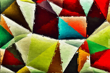 Wall Mural - colorful triangles pattern with a rough texture background. background texture wall and have copy sp