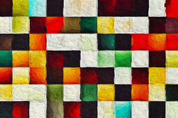 Wall Mural - colorful abstract mosaic with a rough texture background. colored square pattern background. picture
