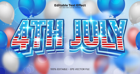 Wall Mural - 4th July Editable text effect in modern trend style
