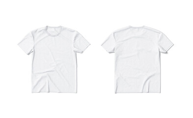 blank white t-shirt mockup flat lay, front and back, isolated