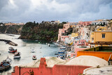 Fototapeta Uliczki - beautiful italian island procida famous for its colorful marina, tiny narrow streets and many beaches