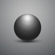 Black ball. Sphere on a dark background. Vector for your graphic design.