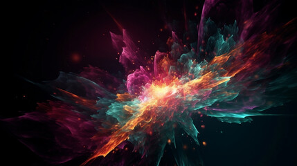 Wall Mural - universe of neon colors. colorful universe with colors merging. stars, nebulae, star dust, smoke... 