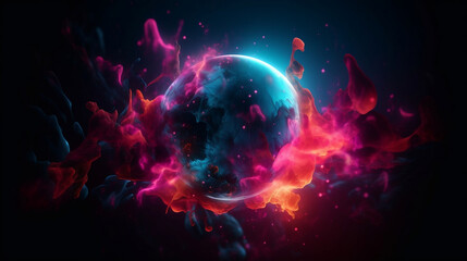 Wall Mural - universe of neon colors. colorful universe with colors merging. stars, nebulae, star dust, smoke... 