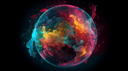 Wall Mural - universe of neon colors. colorful universe with colors merging. stars, nebulae, star dust, smoke... 