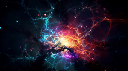 Wall Mural - universe of neon colors. colorful universe with colors merging. stars, nebulae, star dust, smoke... 