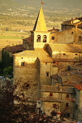 Wall Mural - View of the ancient medieval village of Anghiari at sunset, Tuscany, Italy