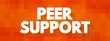 Peer Support - when people use their own experiences to help each other, text concept background