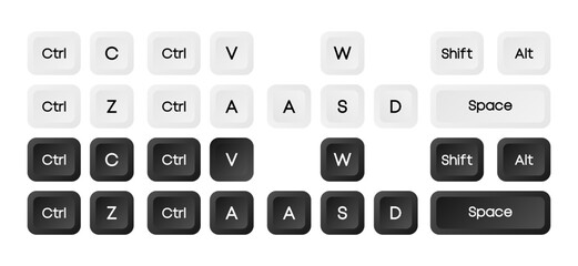 computer key combinations. set of key combinations. command set icons. computer keyboard button set.
