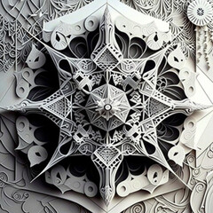 multi dimensional paper cut craft paper illustration, Generative AI