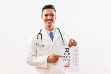 Wall Mural - Image of doctor doing eye exam.	