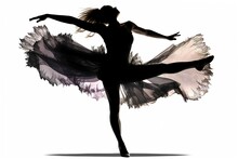 Dancer Girl Silhouette Isolated On White Background. AI Generated