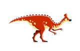 Fototapeta Dinusie - Dinosaur cartoon character, Amurosaurus or Jurassic cute dino animal, vector kid toy. Cartoon dinosaur or Amurosaurus genus species, kids paleontology education or extinct reptiles collection