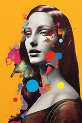 Wall Mural - Woman in style of popular painting. Magazine cover. Beautiful illustration picture. Generative AI