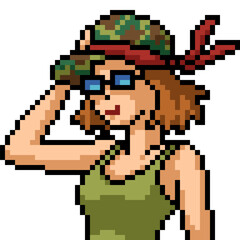 Poster - pixel art anime soldier girl