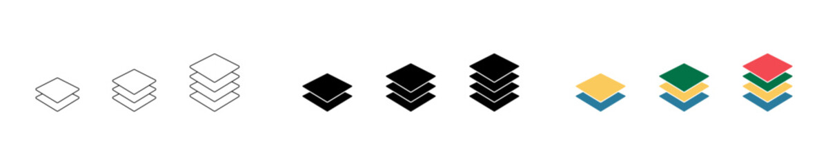 Layer icon vector set. Level, tier, floor. Black lines icon. Vector stock element.  EPS 10