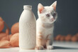 White Bottle With White Cat. Generative AI