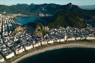 Wall Mural - Aerial View of Copacabana Beach and Ipanema District Behind in Rio de Janeiro, Brazil