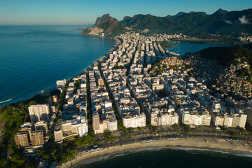 Wall Mural - Aerial View of Copacabana Beach and Ipanema District Behind in Rio de Janeiro, Brazil