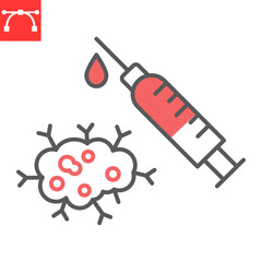 Wall Mural - immunotherapy line icon, oncology and aids, antibodies vector icon, vector graphics, editable stroke