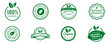 A collection of vegan organic products. Organic eco logo templates. Vegan eco, bio eco on a white background. EPS 10