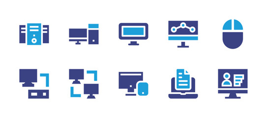 Computer icon set. Duotone color. Vector illustration. Containing 