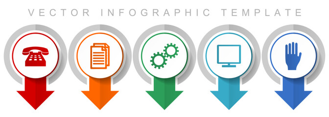 Leinwandbilder - Technology icon set, miscellaneous pointer icons such as phone, document, gears, tv and hand for webdesign and mobile applications, modern design infographic vector template