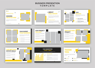 Wall Mural - Creative architecture business powerpoint presentation slides design set template
