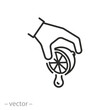 hand squeezes juice icon, fresh lemonade or citrus drink, squeezed orange or lemon, thin line symbol on white background - editable stroke vector illustration eps10