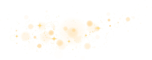 Wall Mural - golden shining bokeh lights with glowing particles on transparent background. png.