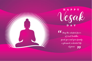 Wall Mural - Happy vesak day. Silhouette meditation buddha. Gradient vesak day illustration