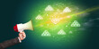 © ra2 studio - Young person with megaphone and currency icon