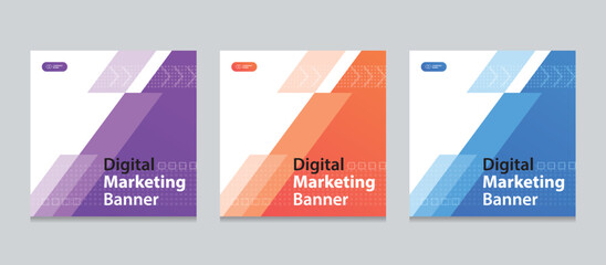Aufkleber - Set of Editable square business web banner design template. background gradients color. Suitable for social media post, instagram story and web ads. Vector illustration with Space to add pictures. 