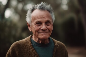 Sticker - Portrait of senior man with grey hair smiling at camera in park