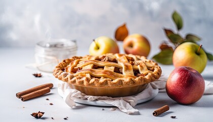 Apple pie. Traditional american apple pie with fresh apples and cinnamon. Generative Ai