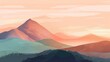 Abstract mountain range landscape, flat landscape background. Sunset. Generative AI